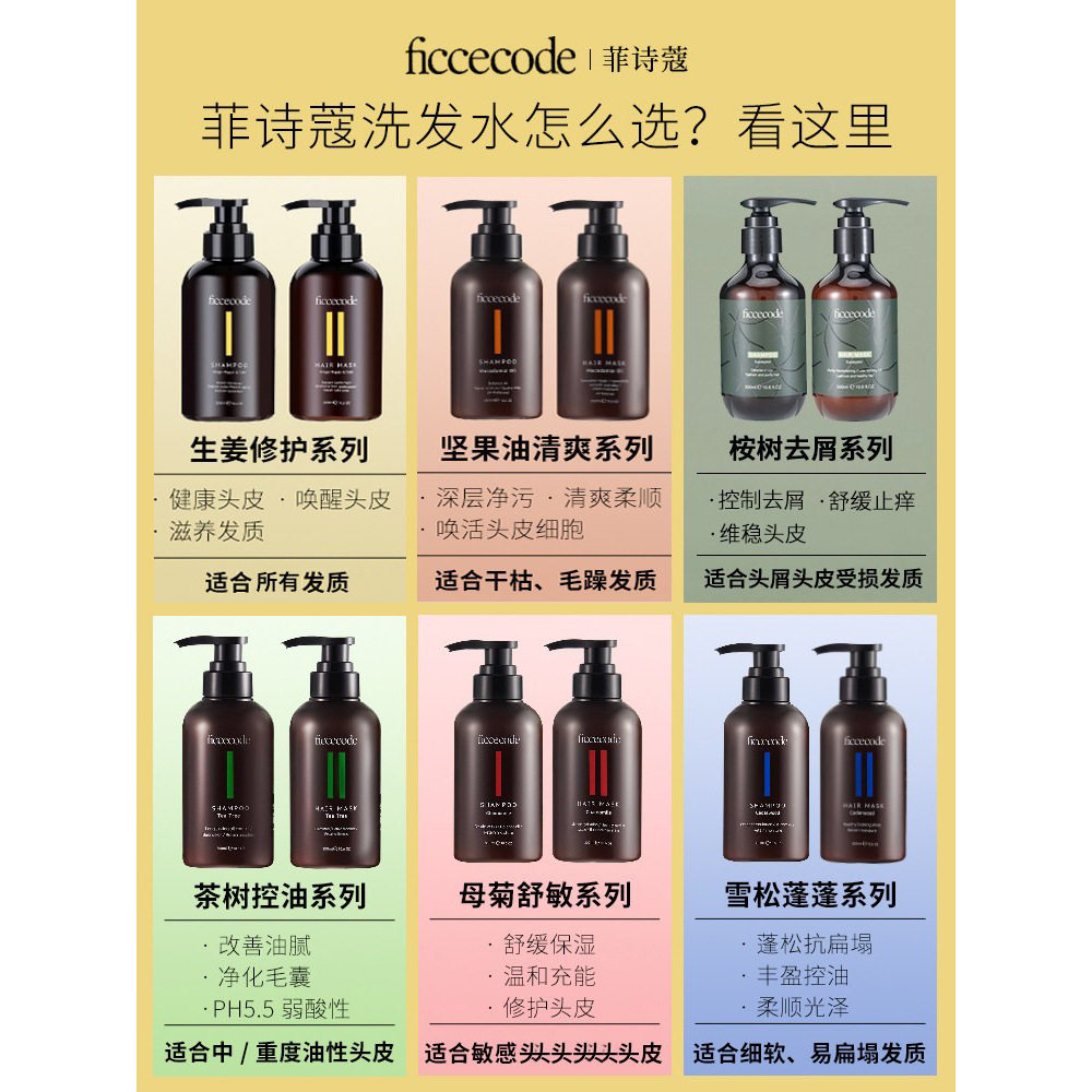 澳洲菲诗蔻洗发水植物去屑桉树玻尿酸咖啡姜精华生姜洗发液