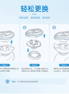 适配飞利浦剃须刀刀头男士电动刀片hq4/SH91/71/50/30/S9000/7000
