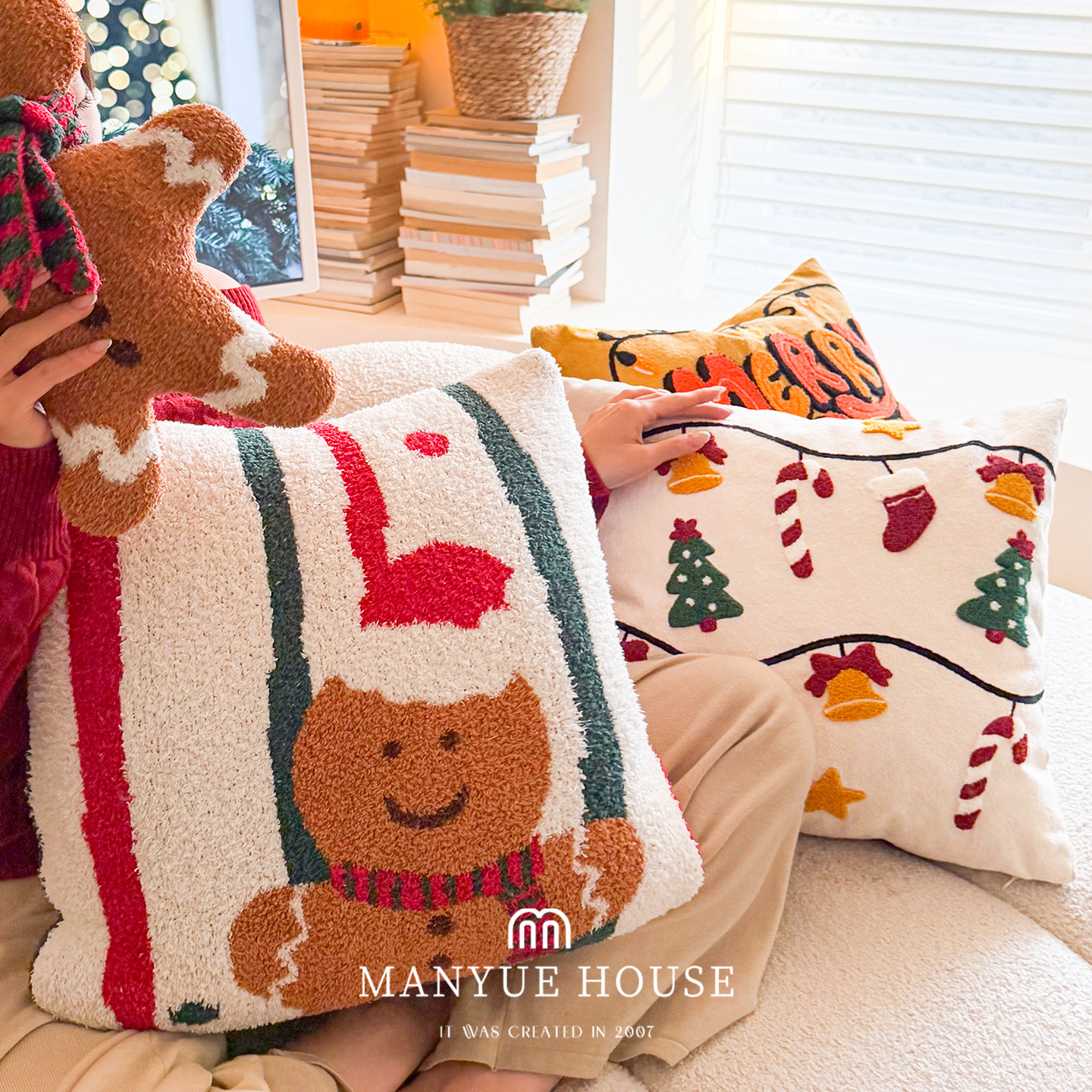 M.life ins风圣诞装饰抱枕靠垫卧室床头靠垫腰枕靠背抱枕套不含芯,淘宝优惠券,粉丝福利购,淘宝优惠卷