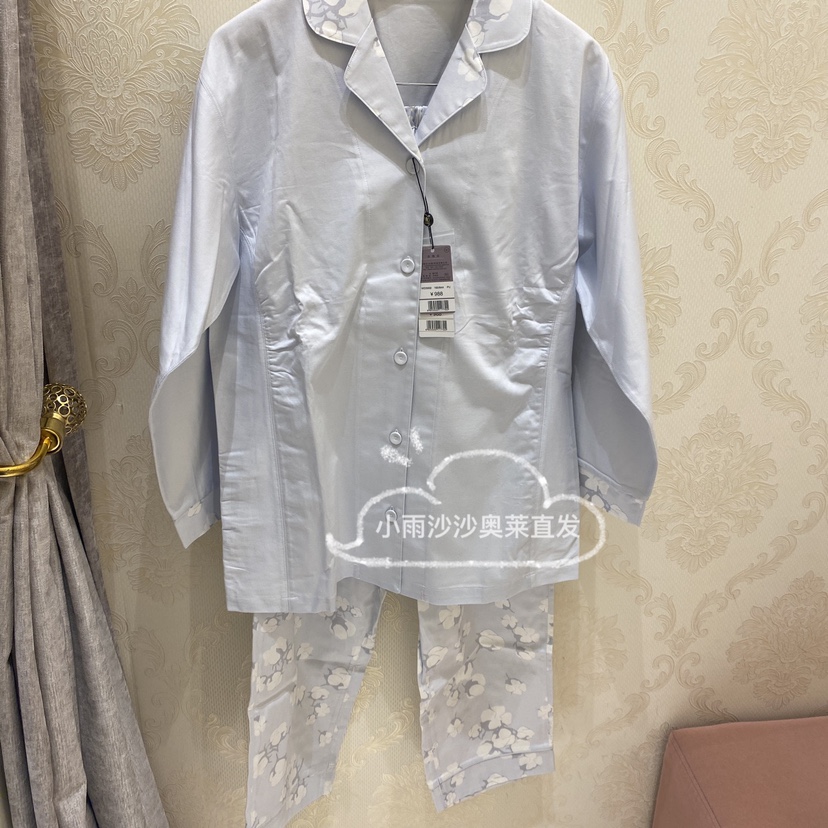 华歌尔 WD3002 22春夏女式棉氨面料长袖睡衣家居服套装 988 - 图0