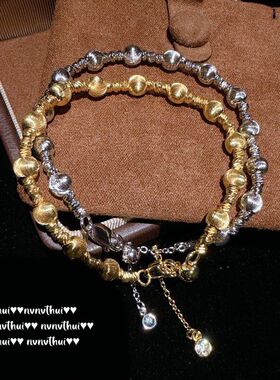 意大利复古皇家鸢尾宝石项链 流光溢彩 拉丝花朵闪钻四方手镯套装