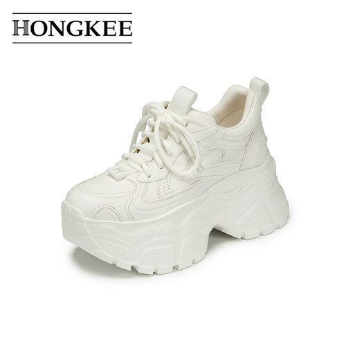 Hongkee/红科女鞋新款小个子时尚休闲鞋厚底增高老爹鞋HC55X301 - 图0