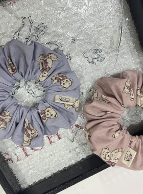 日韩进口布料ins可爱小熊少女发圈大肠发饰