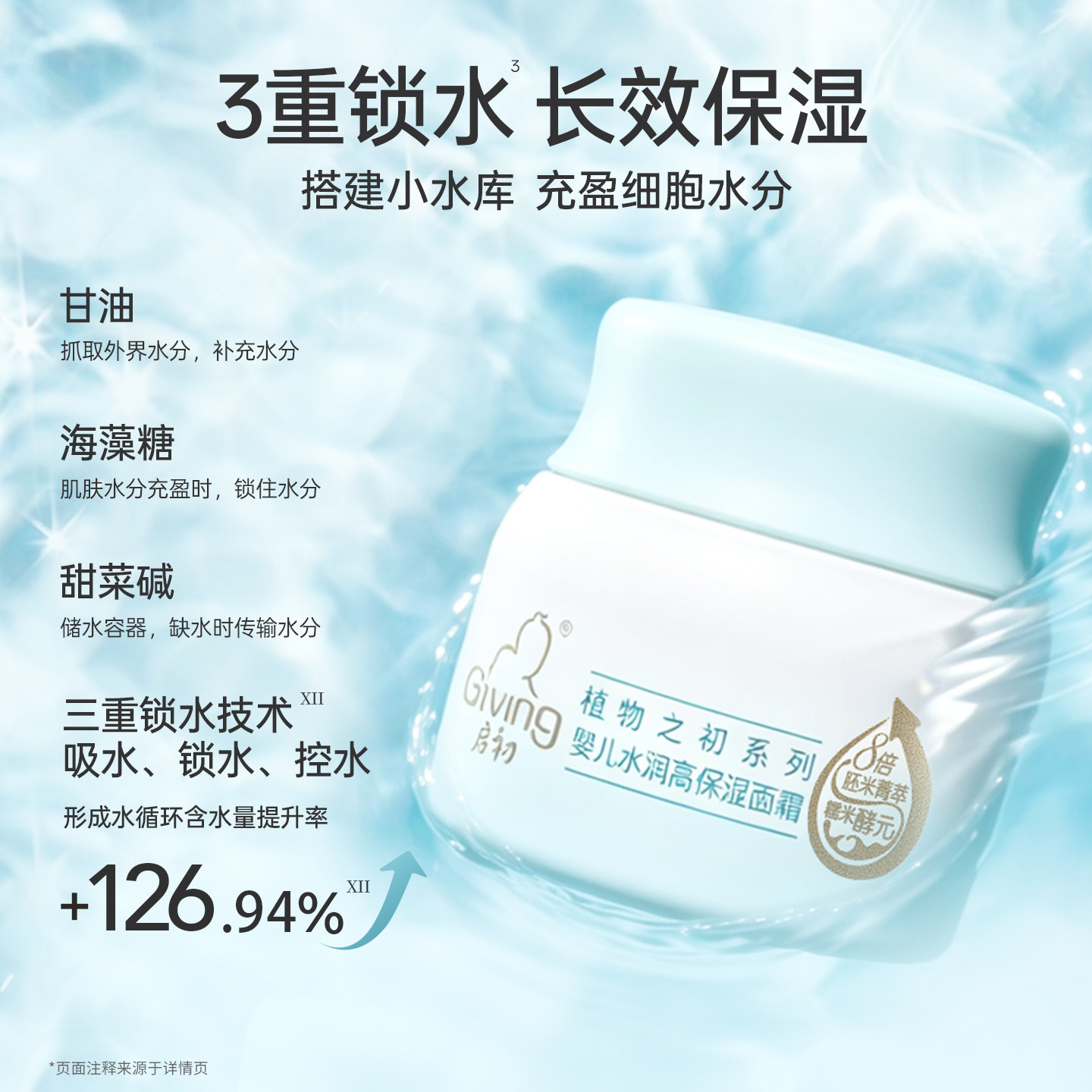 启初婴儿面霜40g*2 儿童面霜春夏季专用保湿胚米霜宝宝面霜身体乳