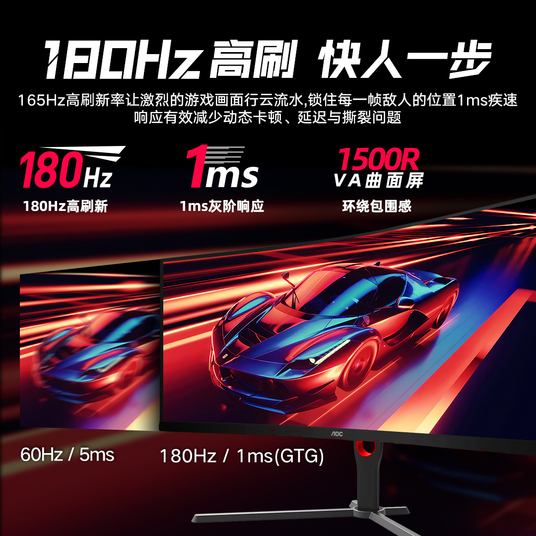 AOC带鱼屏4K144Hz显示器34英寸电竞游戏CU34G3X曲面电脑2K三星32 - 图3