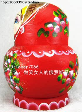 Z1俄罗斯原产进口套娃娃10层大肚娃变色娃大号红色繁花似锦纯手工