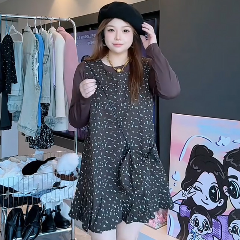 Sweet style age-reducing floral vest skirt bottoming shirt suit