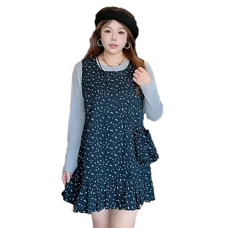 Sweet style age-reducing floral vest skirt bottoming shirt suit