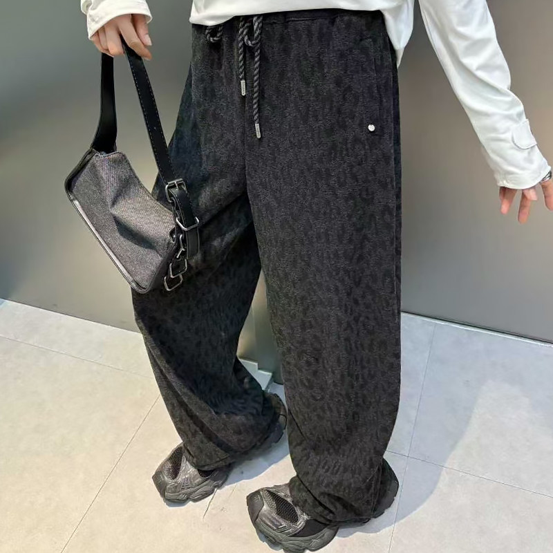 抽绳收腰豹纹休闲裤高腰女裤子胖mm2026春冬新款宽松显瘦大码女装,淘宝优惠券,粉丝福利购,淘宝优惠卷