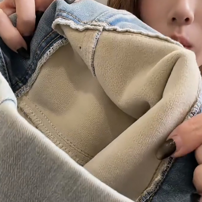 立领牛角扣毛毛外套女牛仔裤胖mm2025冬季新款显瘦宽松大码女装潮,淘宝优惠券,粉丝福利购,淘宝优惠卷