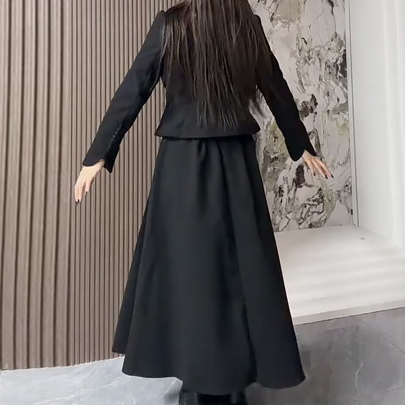 蝴蝶结加棉毛呢外套A字半身裙胖mm2025冬季新款显瘦宽松大码女装,淘宝优惠券,粉丝福利购,淘宝优惠卷