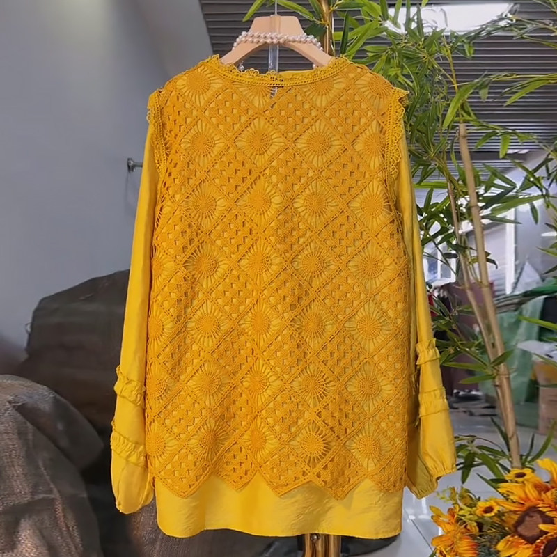 镂空勾花马甲木耳边打底衫套装胖mm2026春冬新款显瘦宽松大码女装,淘宝优惠券,粉丝福利购,淘宝优惠卷