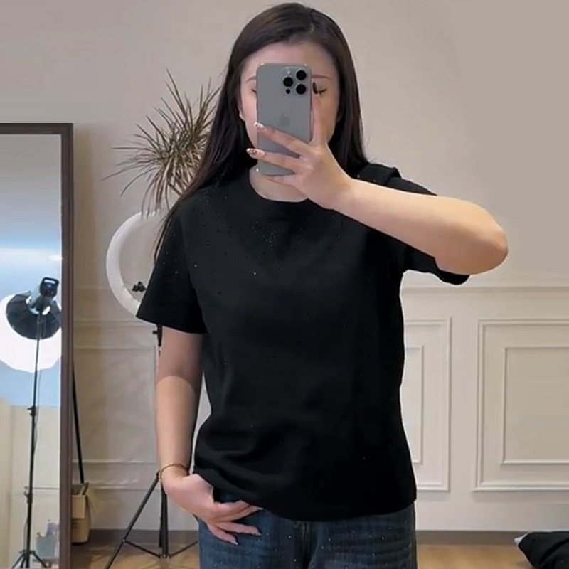 满天星亮钻短袖上衣女T恤衫胖mm2025冬季新款宽松大码显瘦女装潮,淘宝优惠券,粉丝福利购,淘宝优惠卷