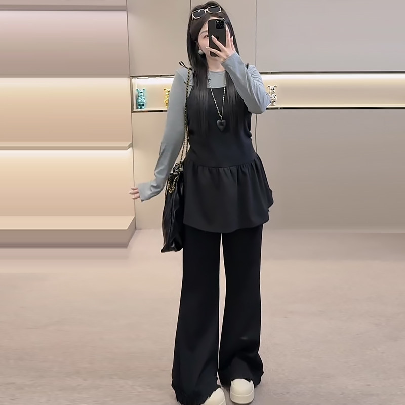 韩系收腰系带上衣女裤子打底衫胖mm2026春冬新款显瘦宽松大码女装,淘宝优惠券,粉丝福利购,淘宝优惠卷