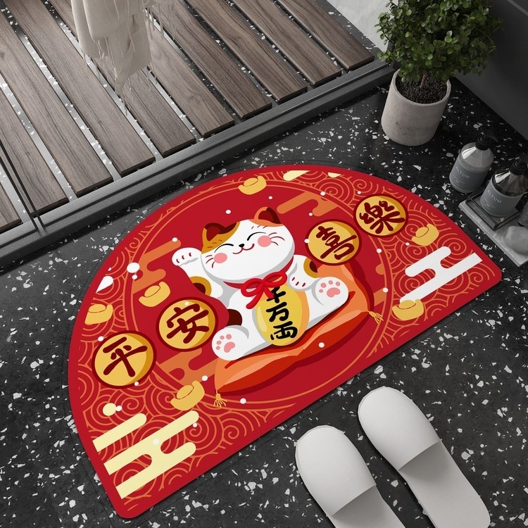 原创招财猫 硅藻泥软垫浴室吸水垫防滑脚垫卫生间门口地垫速干吸,淘宝优惠券,粉丝福利购,淘宝优惠卷