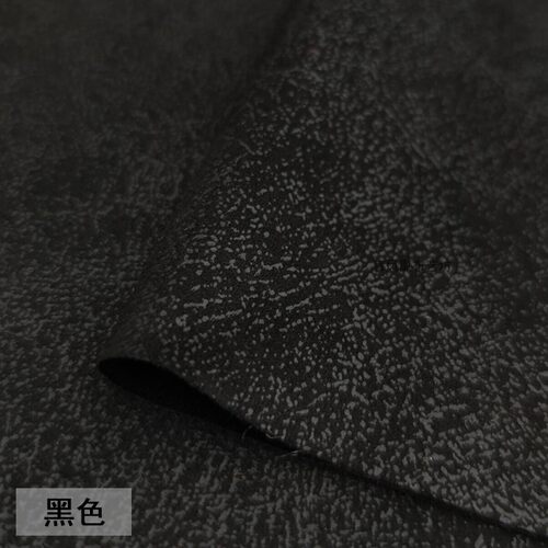 黑色 科技布磨砂绒麂鹿皮绒烫金印花压胶布料 仿真皮纹荔枝纹面料 - 图2