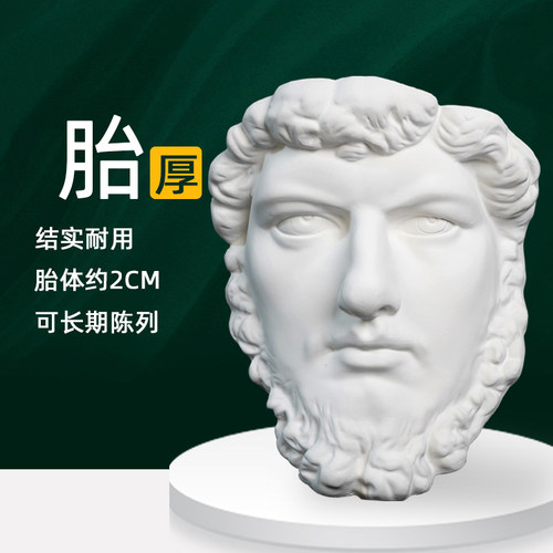 绘岳美术25种石膏头像人物亚历山大实面切面挂面素描半面装饰墙面 - 图0