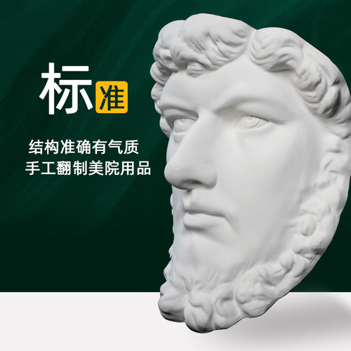 绘岳美术25种石膏头像人物亚历山大实面切面挂面素描半面装饰墙面 - 图1
