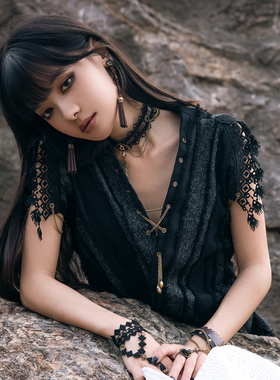 蒸汽大陆齿轮蕾丝项链脖圈choker