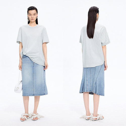 【季末折扣】JNBY/江南布衣26夏新品半身裙女H型棉质5Q4D10310 - 图0