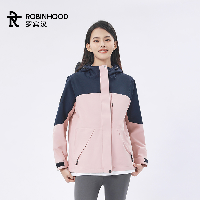 罗宾汉【三防】情侣款连帽冲锋衣男女防风防水时尚百搭夹克外套 - 图1