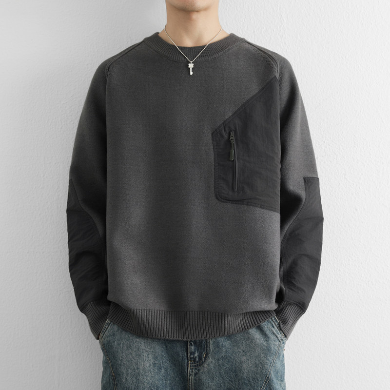 GXG男士2025新款秋冬季户外贴布圆领风格毛衣男针织衫长袖卫衣,淘宝优惠券,粉丝福利购,淘宝优惠卷