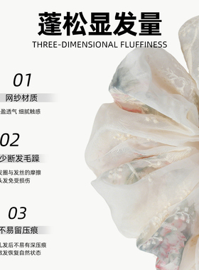 大肠发圈春天网纱刺绣