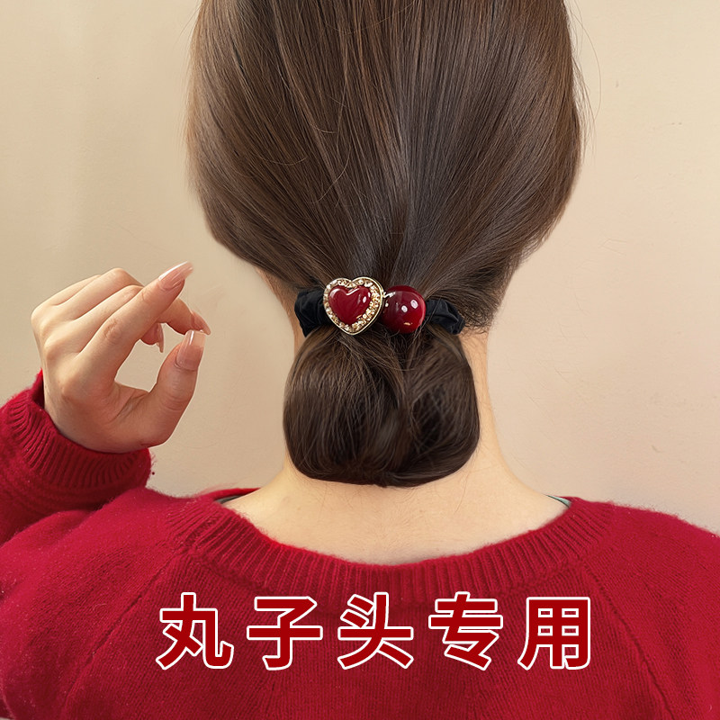 红色爱心小肠发圈高级感发饰本命年新年头绳发绳扎头发头饰头花女,淘宝优惠券,粉丝福利购,淘宝优惠卷