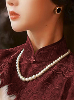 旗袍项链珍珠配饰轻奢高级感