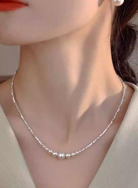 碎银子珠珠项链女款轻奢小众设计高级感锁骨链2026新款爆款颈链