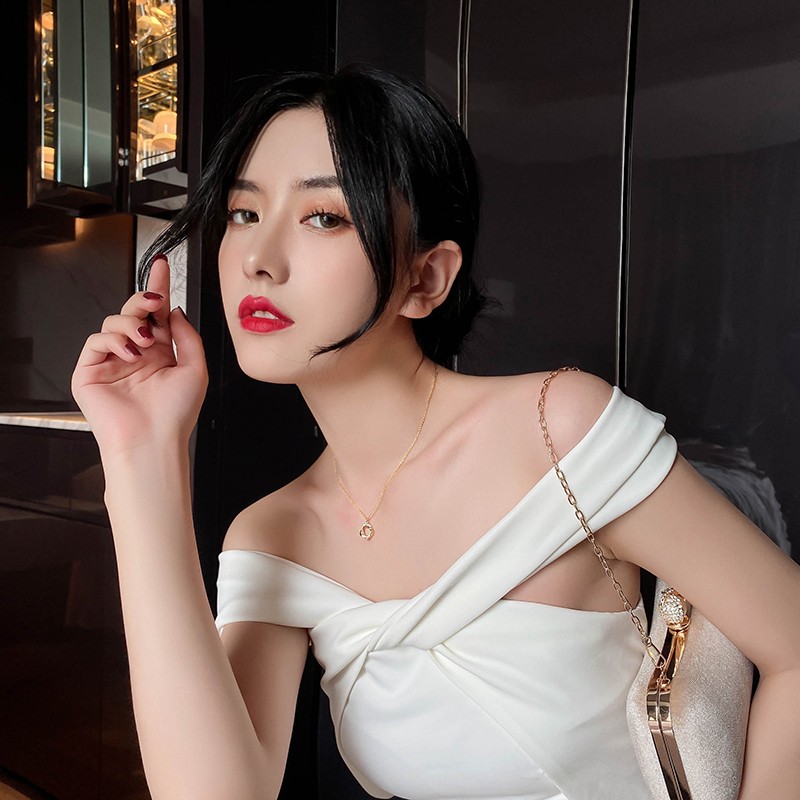 微镶玫瑰花环项链女小众锁骨链2025新款爆款轻奢高级感毛衣链配饰 - 图2