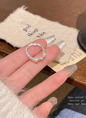 碎银子珍珠戒指女ins小众