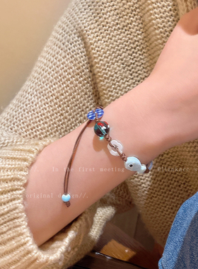 陶瓷海星小鱼爱心纽扣项链度假风拍照百搭锁骨链可爱童趣甜美颈链