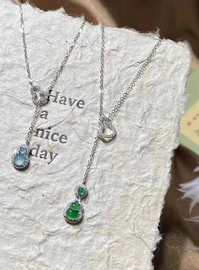 双环葫芦项链高级感轻奢小众锁骨链配饰女秋冬毛衣链大气高档百搭