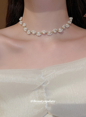 猫爪珠珠串珠项链女小众设计时尚百搭锁骨链轻奢高级感气质颈链女