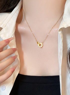 金色碎冰冰环环相扣项链女款2025新款夏精致锁骨链高级感轻奢小众