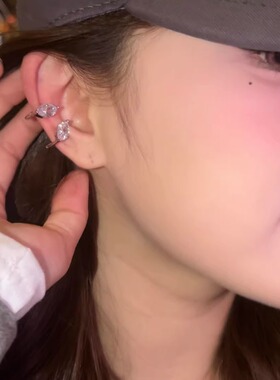 超闪水滴锆石精灵耳夹女2026新款高级感天使翅膀无耳洞耳骨夹耳饰
