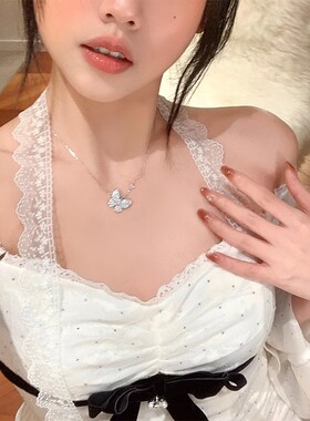 「云水蝶意」爆闪满锆蝴蝶吊坠项链高级感轻奢小众精致锁骨链颈链