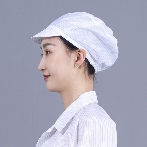 小工帽防静电帽子无尘帽防尘无尘车间工厂工作帽专用网格蓝黄粉白 - 图1