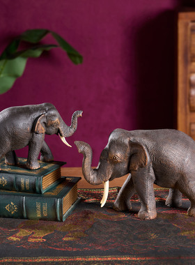 泰国大象摆件送礼实木柜台装饰