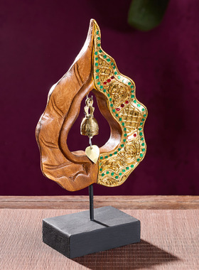 泰国木雕东南亚风菩提叶复古装饰