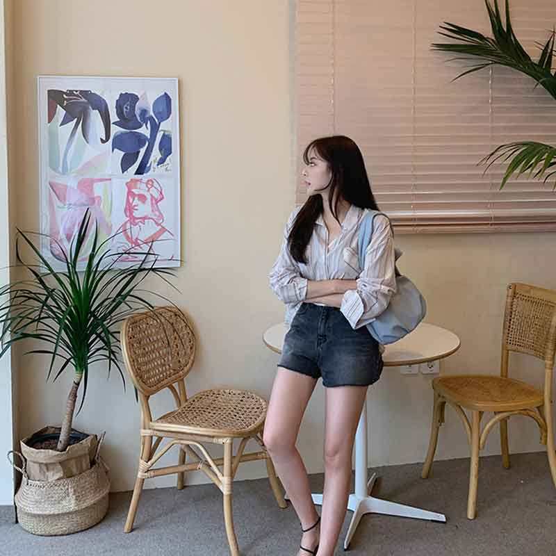 韩国直邮cherrykoko条纹女秋衬衫 thejamy海外衬衫