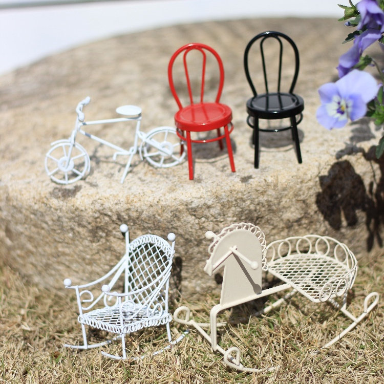 迷你铁艺小桌椅配件花园杂货阳台装饰鸟笼摇椅摆件多肉插花架道具,淘宝优惠券,粉丝福利购,淘宝优惠卷