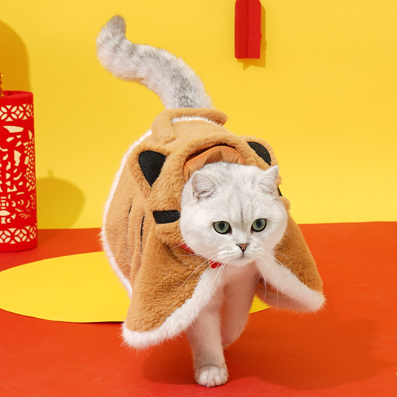 zeze猫咪衣服老虎披风猫斗篷呆萌可爱拍照展示猫冬季保暖防风服饰,淘宝优惠券,粉丝福利购,淘宝优惠卷