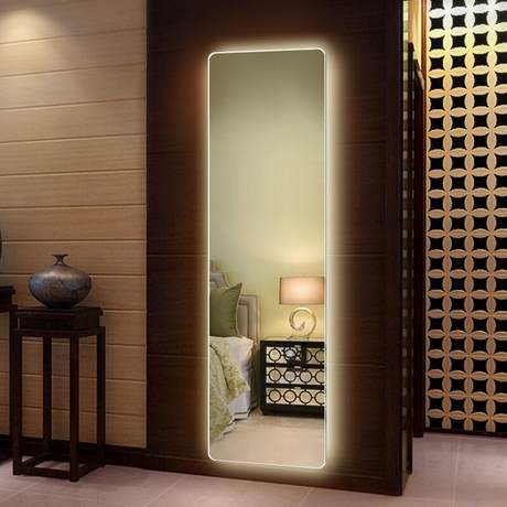 Frameless dressing mirror, bedroom fitting mirror, LED light mirror,  full-length mirror, rounded corner wall-mounted