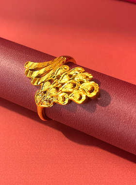 仿真黄金色戒指结婚假三金沙金