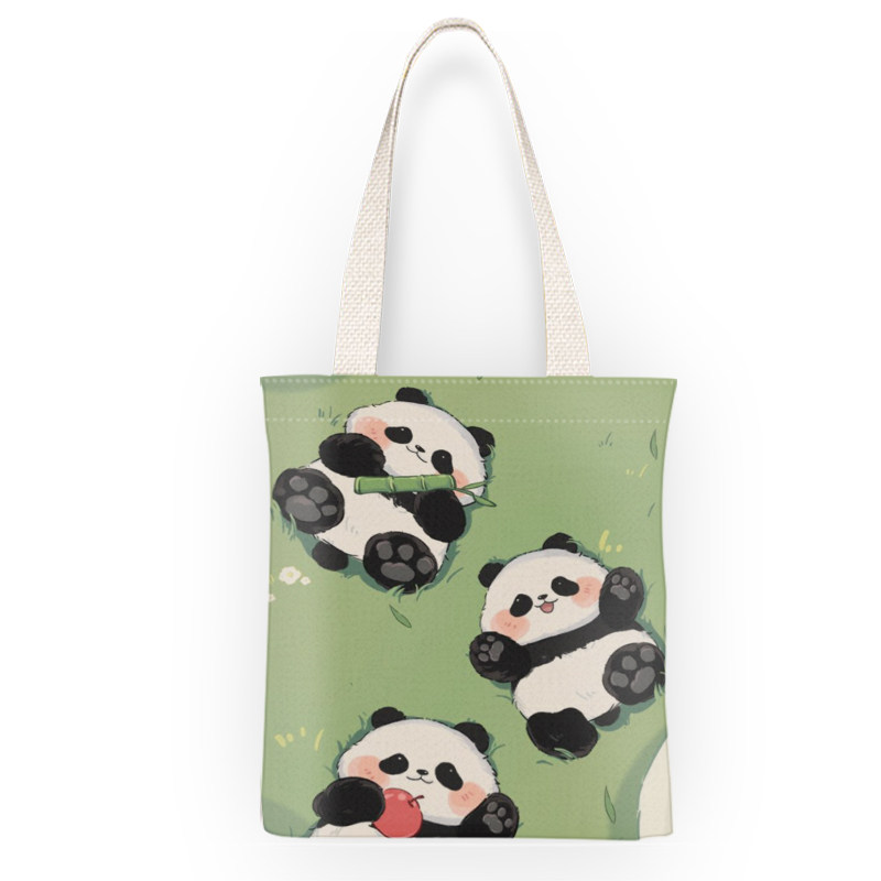 牛油果绿三只大熊猫大容量文件袋简约学生补习上课上班通勤帆布袋,淘宝优惠券,粉丝福利购,淘宝优惠卷