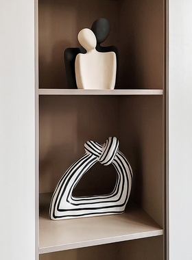 态生活 现代简约高级感黑白陶瓷小摆件 客厅酒柜书柜家居饰品摆设