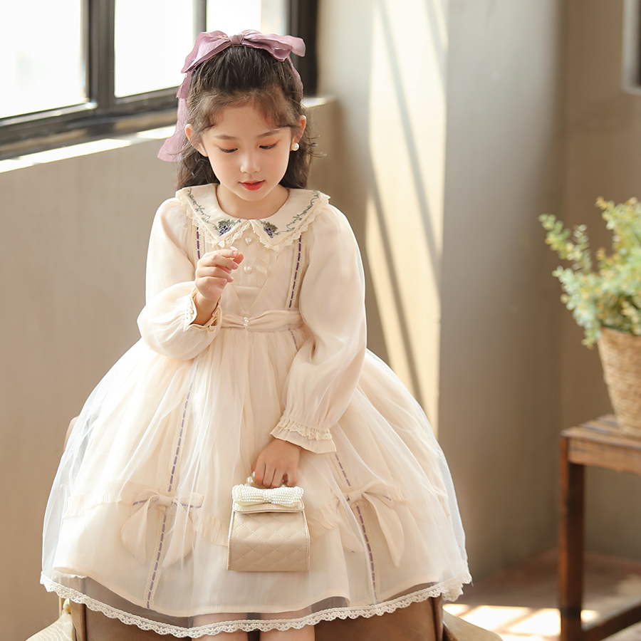 女童洛丽塔连衣裙公主萝莉裙2025秋季女宝宫廷儿童Lolita蓬蓬裙 - 图0