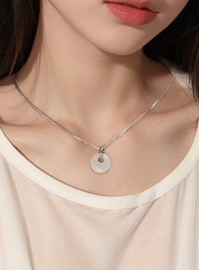 s925纯银平安扣项链配链穿针式链镀金项链挂绳吊坠扣头穿珠链